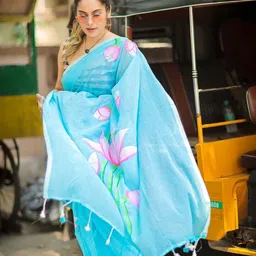 aquiliq Printed Handloom Pure Cotton Saree-picture-26