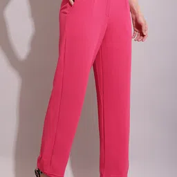 sqew Women Loose Fit Pink Polyester Trousers image 4