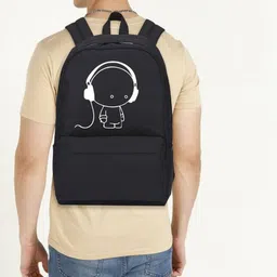 kausbabi Small 15 L Backpack Stylish Black Backpack with Music Boy Design image 3