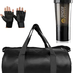 ananya enterprises 15 L Gym Duffel Bag - Gym Bag Combo Gym Bag & Sports Bag with Gloves & Shaker blue Bottle - Black-picture-37