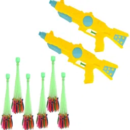 brown leaf (2 Pichkari+ 6 Magic Balloon)for Kids Holi Pool Party Fun Toys Water Gun-picture-18