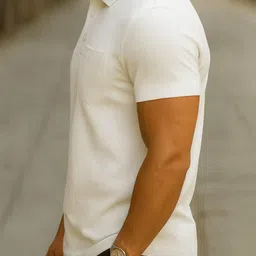 scuba Men Checkered Polo Neck Polyester White T-Shirt image 3