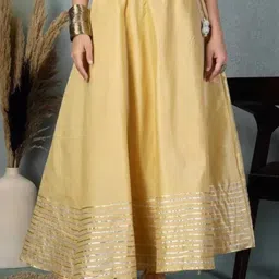 ana collection Women Solid Flared Gold Skirt-picture-26
