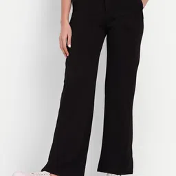 broadstar Women Loose Fit Black Lycra Blend Trousers-picture-18
