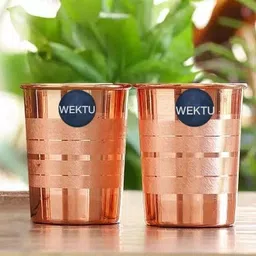wektu (Pack of 2) 100% Pure Set of Copper Glass, 300 ml Each Glass Set Water/Juice Glass-picture-12