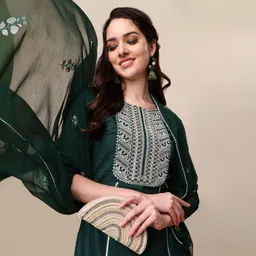 youthnic Women Silk Blend Kurta Palazzo Dupatta Set-picture-27