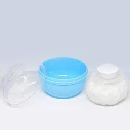 happy baby Powder Container Soft Touch for Baby Talcum Powder Storage Puff Box (Blue) image 2