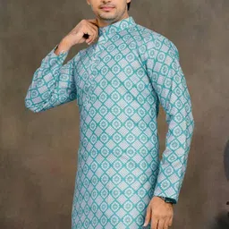 nirwear creation Men Printed Viscose Rayon Straight Kurta image 4