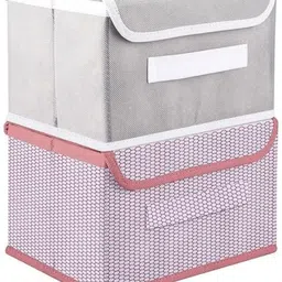 bharatcraftone Non Woven Storage Wardrobe Closet Organizer For Clothes, Books (Pack of 2) Storage Box-picture-23