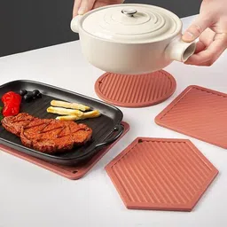 nayopi Silicone PVC Coasters Set,Non-Slip Heat-Resistant Rubber Trivet Mat for Hot Pan Silicone Mats Trivet image 5