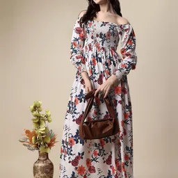 sheetal associates Women Fit and Flare Multicolor Maxi/Full Length Dress image 1