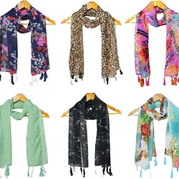 stolevilla Printed Chiffon Women Multicolor Scarf, Stole, Fancy Scarf-picture-34