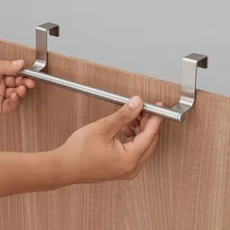 ampereus Stainless Steel Towel Bar Stand– Over Cabinet Door Hanging Bar, (Pack of 1) Blue Towel Holder image 3