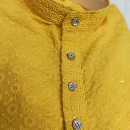 alenjoy Men Chikan Embroidery Viscose Rayon A-line Kurta image 3