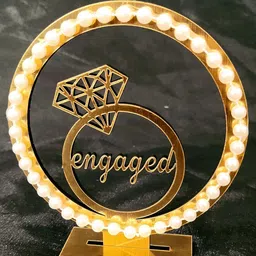 wedlock Customized Wedding Engagement Cake Topper with Acrylic Name & Date | Cake Topper Plastic Decorative Platter image 2