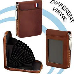 spincart Men & Women Casual Brown Artificial Leather RFIDCard Holder image 2