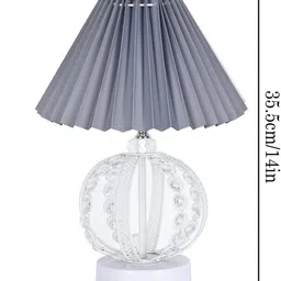 homesake Round Small Crystal Table Lamp,Bedside Nightstand Lamp,Desk Light,Grey Pleated Table Lamp image 3