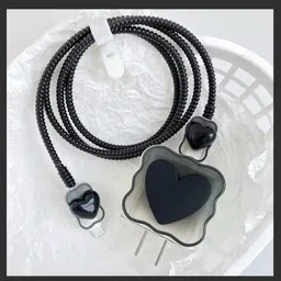 BH BEST HUB Charger Cover for iPhone 18W-20W Charger, 3D Cartoon Design Heart, Spiral Cable Protector-picture-31