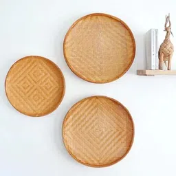 Set of 3 (14''+18"+Chalni) Bamboo Trays for Wall Decor or Kitchen Tray-image-33