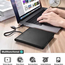 ELECTRO WOLF USB 3.0 USB-C Portable External CD DVD+/-RW Disk Drive Burner CD-ROM Reader External DVD Writer image 5
