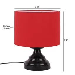 new era Basic Iron Night Lamp with Cotton Shade (Black & Red) image 3