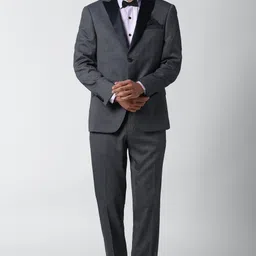 peter england Men Single Breasted Textured Suit image 1