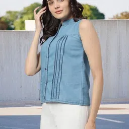 houseofcommon Women Regular Fit Self Design Button Down Collar Casual Shirt image 3