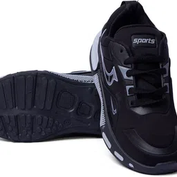 wearish Stylish Comfortable Black Running Sports shoes Breathable Mesh Walking Gym Sneakers For Men image 3