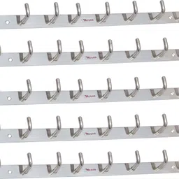 L Shape 8 Pin Hook Stainless Steel Bathroom Cloth Hooks / Hanger / Key Holder / Door Wall Robe Hooks Rail for Hanging Keys, Clothes, Towel Hook Rail Stainless Steel Steel Dress Pack of 5 Hangers For Dress-image-39