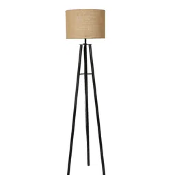 tu casa Beige Jute Shade Tripod Floor Lamp Iron Base image 4