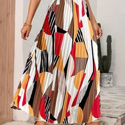 zwerlon Women Printed Flared Multicolor Skirt image 1