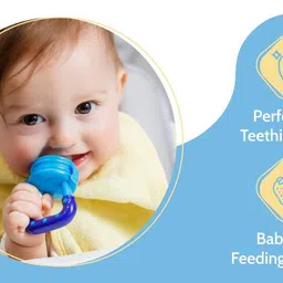millionminds 2pcs Baby Feeding Spoons & Teether for Kids Fruit Food Feeder (Combo Pack of 3)- 100% Silicone Tip, BPA Free material with Food Grade Silicone tip image 5