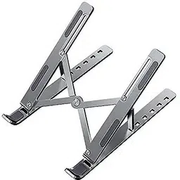 Buyab factory Aluminum Black LAPTOP STAND + BOOK Stand + TAB STAND + MOBILE STAND m-30 Multi-Angle Compatible for MacBook Air Pro, HP, Lenovo, Dell & Other Laptop Stand-image-2