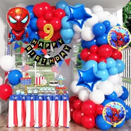 aoes Spider-Man 9th Birthday Decoration Kit Superhero Theme Party Balloons & Banner-picture-24