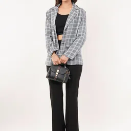 clobug Women Checkered Single Breasted Casual Blazer image 4