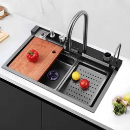 ruvel Multifunctional Kitchen Sink - Intelligent with Hydropowered LED Light, Digital Display,Buttons & Pull-out Faucet,Stainless Steel 304 A+ Grade Vessel Sink-picture-10