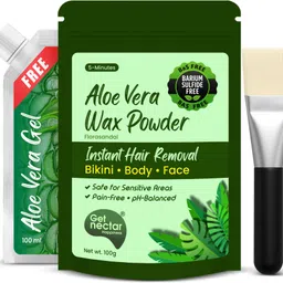 get nectar happiness Aloe Vera Wax Powder for Instant Hair Removal, Pain-Free Safe for Bikini & Face Powder-picture-22