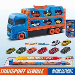 asyzz Car Carrier Truck with 6 Pull Back Cars image 3