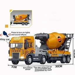 devdhan Metal Die Cast Construction Toys, Cement Mixer Truck, Lights and Sound image 2