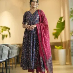 mak fashion Women Viscose Rayon Kurti Palazzo Dupatta Set-picture-45