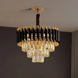 shreshtha crystal Black Gold polish metal 400mm chandelier hanging ceiling pendant jhoomer Chandelier Ceiling Lamp-picture-18