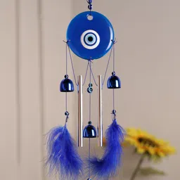 sculpmart Evil Eye 3 Bell WindChime"Pankh"WING Style Breeze on Every Wind Flow For Balcony Decorative Showpiece-58 cm image 3