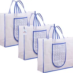 heart home Front Pocket Grocery Bag with Handle|Pack of 3|Blue Pack of 3 Grocery Bags-picture-10