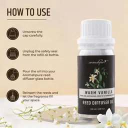 aromahpure Vanilla Reed Diffuser Oil Refill | Long-Lasting Home Fragrance Aroma Oil image 4