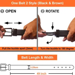 twiglo Boys Casual, Evening, Formal, Party Black Genuine Leather Reversible Belt image 4