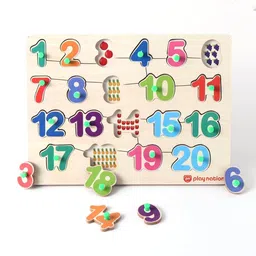 play nation 20 Pcs Wooden Number Knob & Peg Puzzle | Count 1-20 Learning Toys for Kids-picture-23