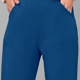 sai fashion Women Solid Blue Track Pants image 3