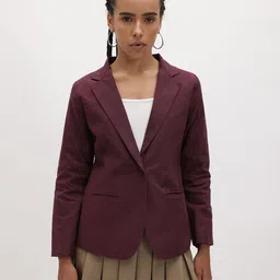 cottinfab Women Solid Single Breasted Formal Blazer image 3