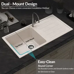 plantex Granite Single Bowl Kitchen Sinks with Coupling/Quartz Acrylic Kitchen Sink Kitchen Sinks with Coupling (36x18 Inches) Under Counter Basin image 3