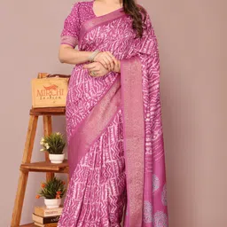 mirchi fashion Printed, Embellished Hand Batik Cotton Silk, Silk Blend Saree-picture-36